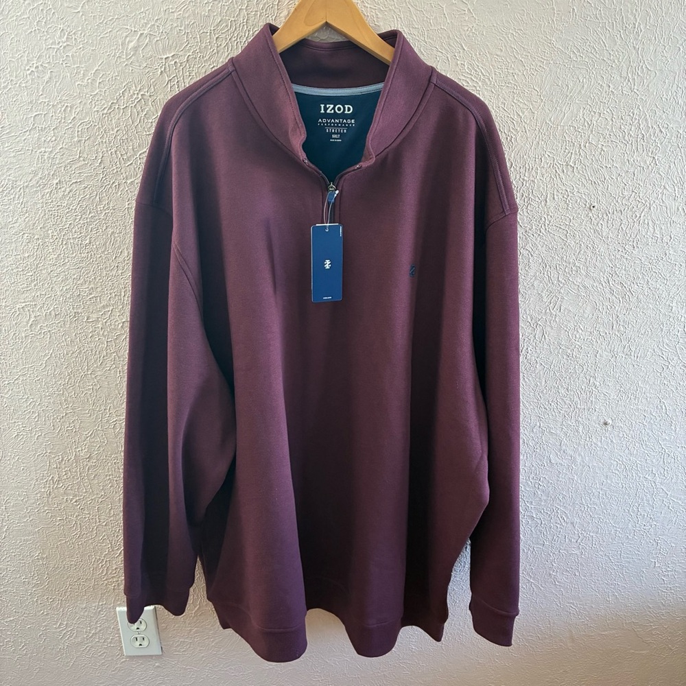 IZOD Men's Burgundy Sweater Quarter zip New